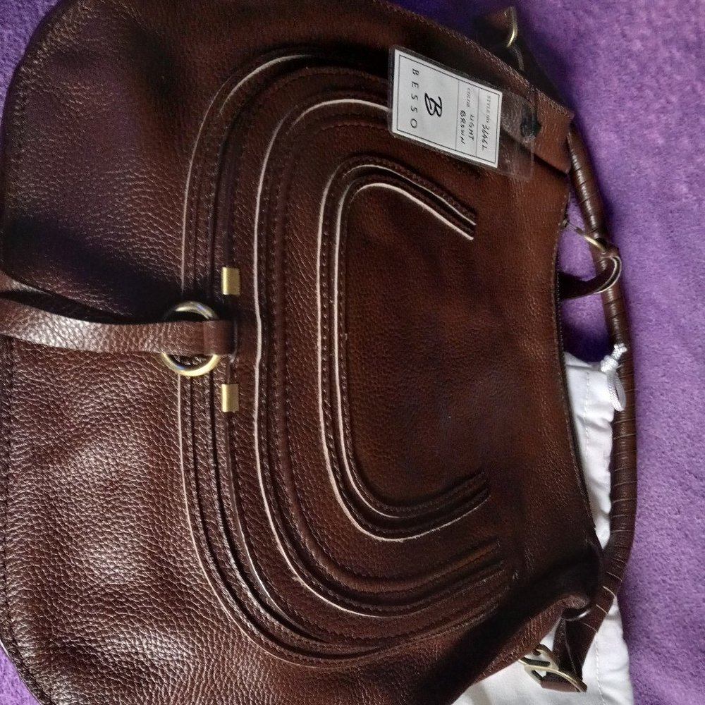 Brand New Custom Besso Brown Leather Handbag